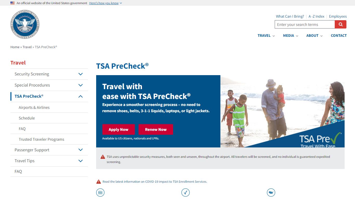 TSA PreCheck® | Transportation Security Administration