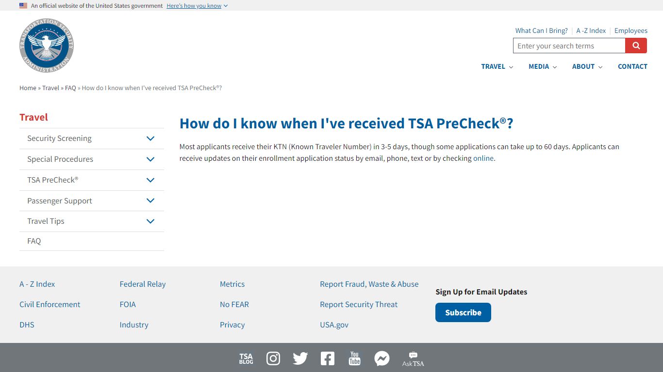 How do I know when I've received TSA PreCheck®? | Transportation ...